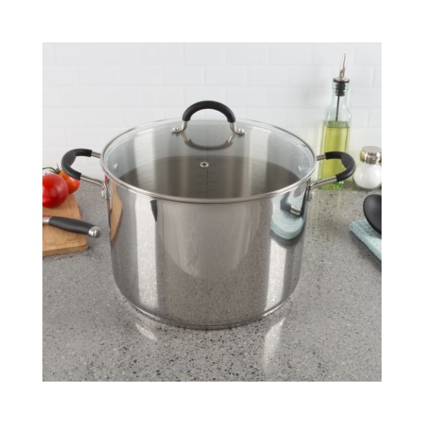 Hastings Home Large Stainless Steel Stock Pot with Lid, Compatible with Electric, Gas Cooktops, 12-Quart Capacity 468453KTD - main